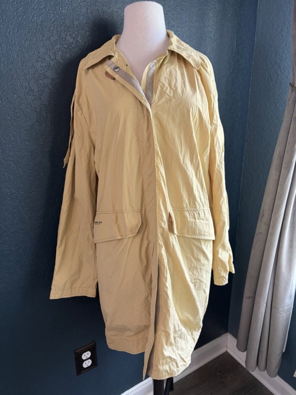 Bimba Y Lola Windbreaker Jacket Yellow Beige Sz M Y2K Oversized